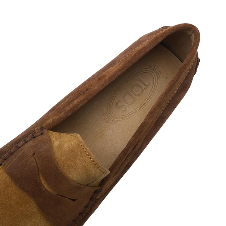 Pre Owned Tod's Brown Shaded Suede Penny Loafers Size 43.5