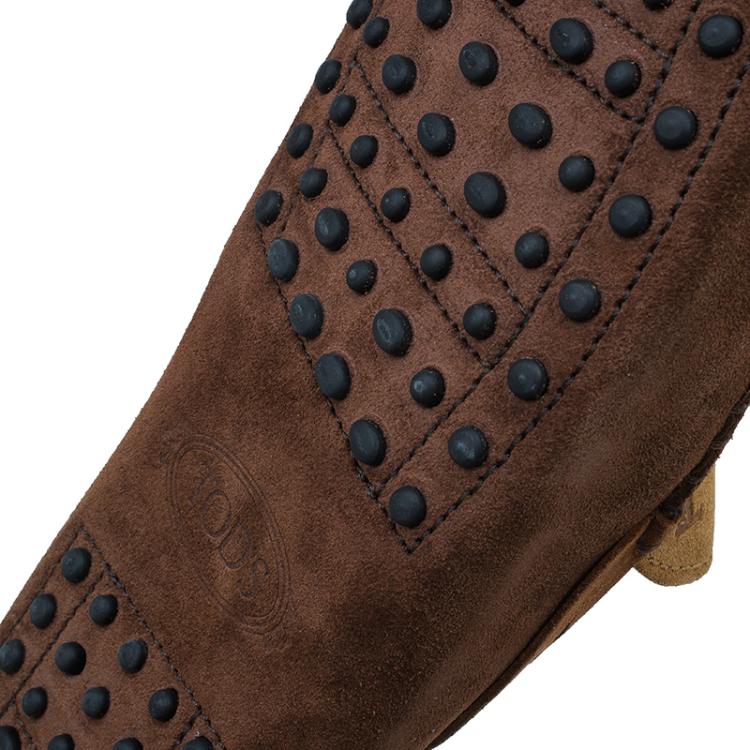 Pre Owned Tod's Brown Shaded Suede Penny Loafers Size 43.5