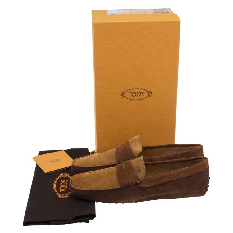Pre Owned Tod's Brown Shaded Suede Penny Loafers Size 43.5