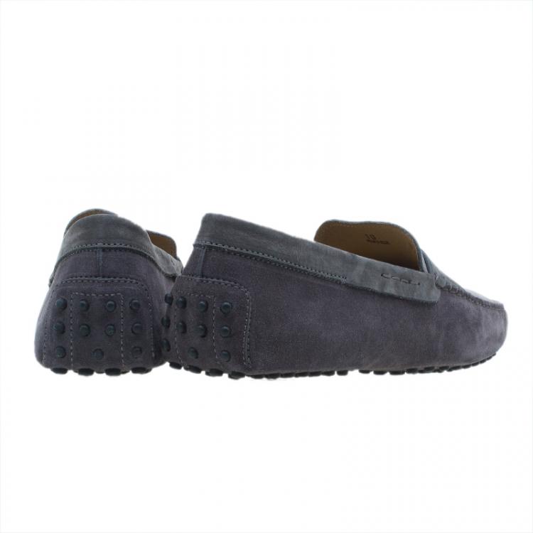 Pre Owned Tod's Grey Shaded Suede and Leather Penny Loafers Size 44
