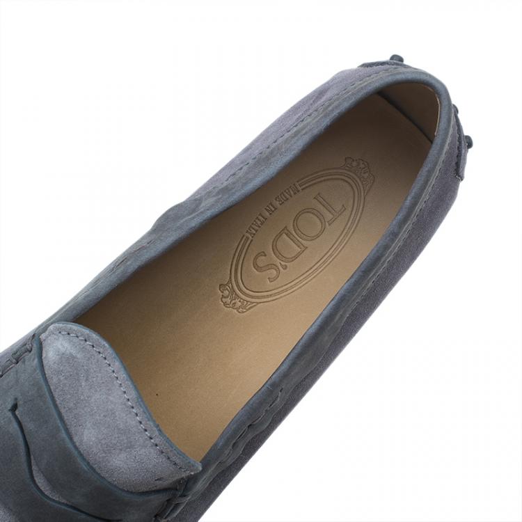 Pre Owned Tod's Grey Shaded Suede and Leather Penny Loafers Size 44