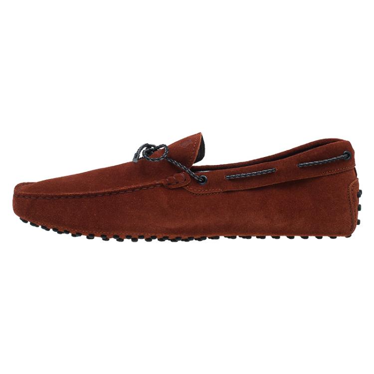 Pre Owned Tod's Brown Suede Bow Loafers Size 45