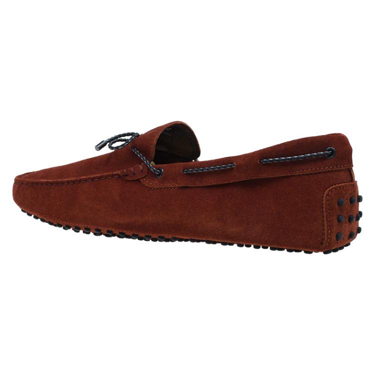 Pre Owned Tod's Brown Suede Bow Loafers Size 45