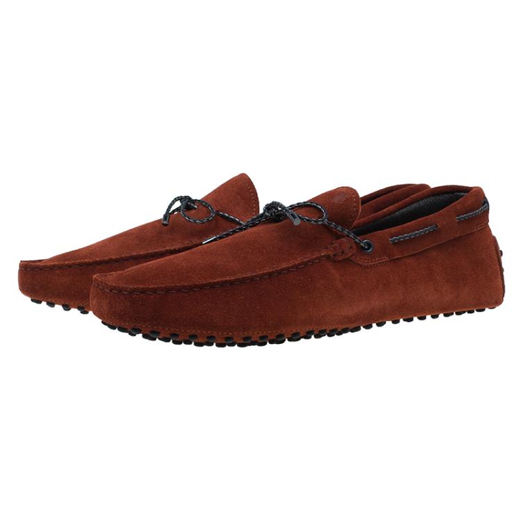 Pre Owned Tod's Brown Suede Bow Loafers Size 45
