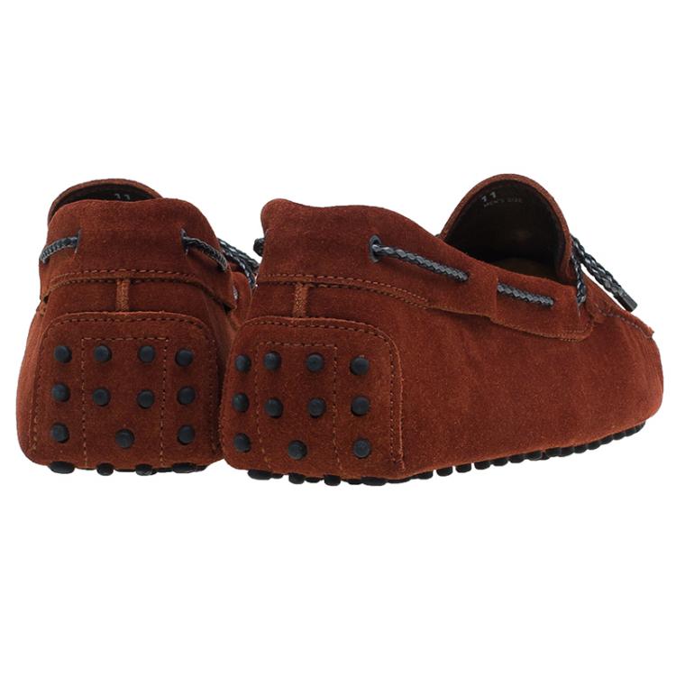 Pre Owned Tod's Brown Suede Bow Loafers Size 45