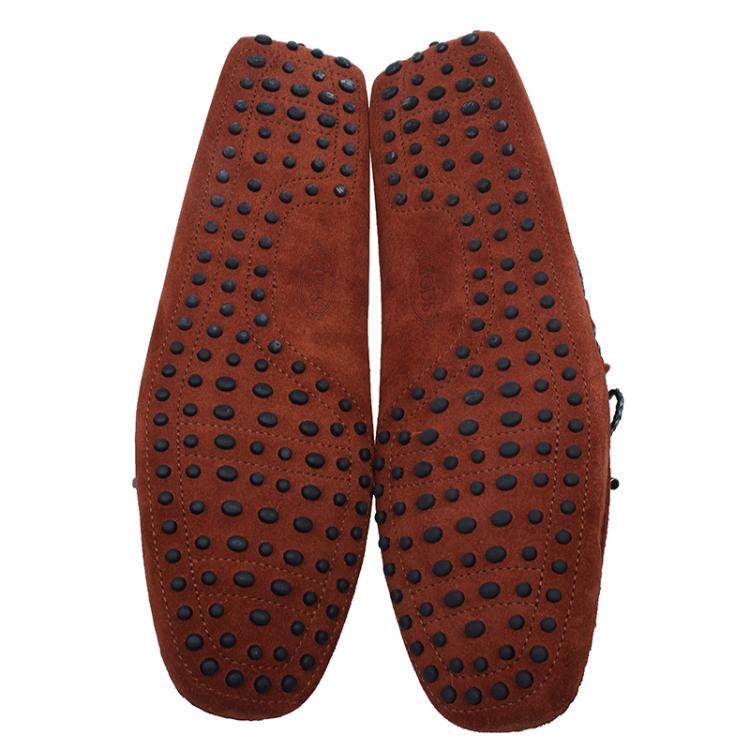 Pre Owned Tod's Brown Suede Bow Loafers Size 45