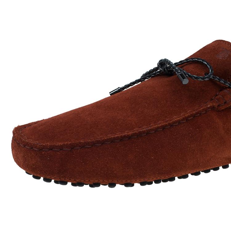 Pre Owned Tod's Brown Suede Bow Loafers Size 45