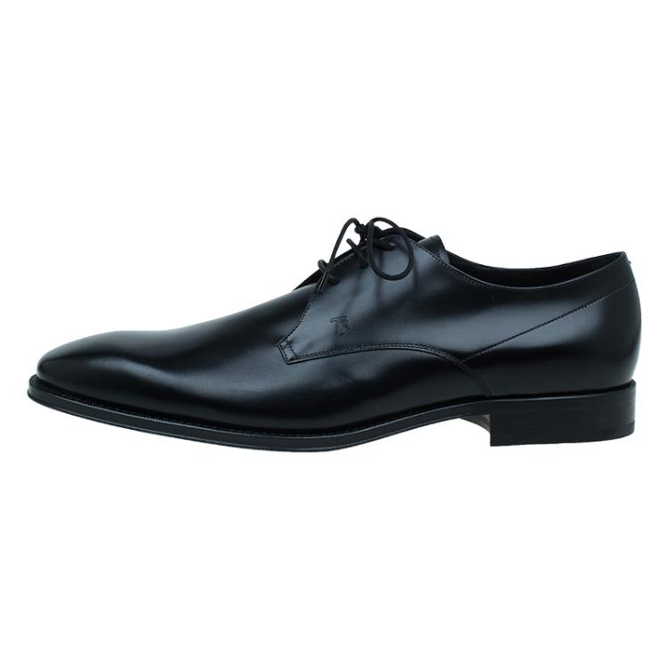 Pre Owned Tod's Black Leather Lace Up Derby Size 46