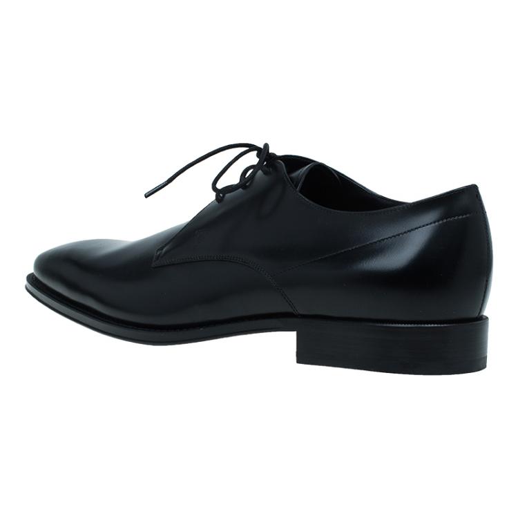 Pre Owned Tod's Black Leather Lace Up Derby Size 46
