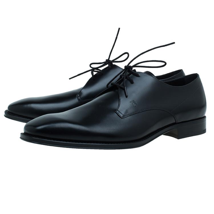 Pre Owned Tod's Black Leather Lace Up Derby Size 46