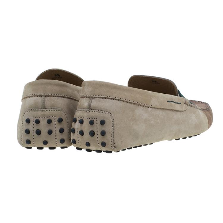 Pre Owned Tod's Tri Color Suede Penny Loafers Size 43.5