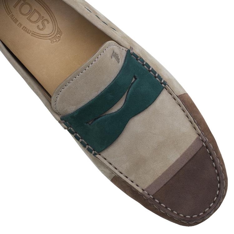 Pre Owned Tod's Tri Color Suede Penny Loafers Size 43.5