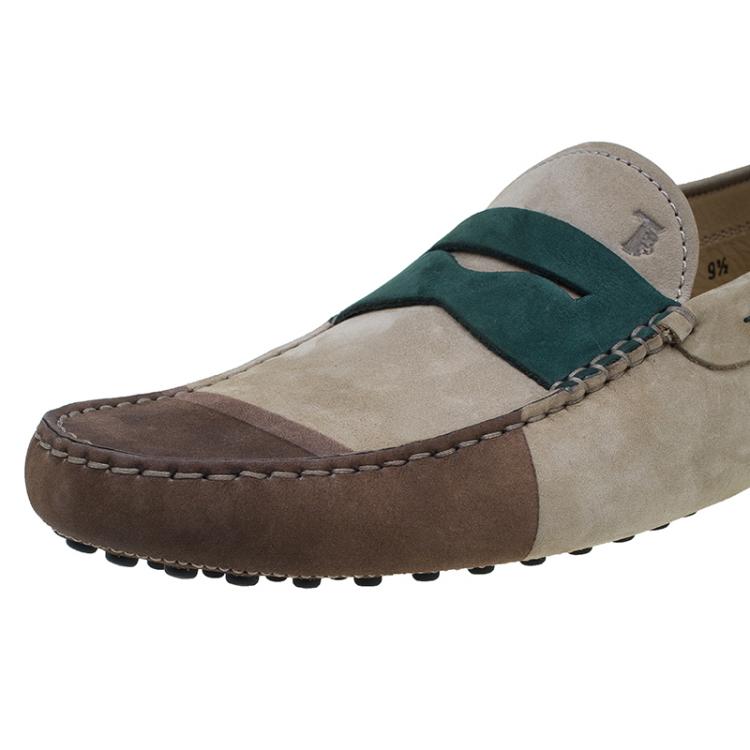 Pre Owned Tod's Tri Color Suede Penny Loafers Size 43.5