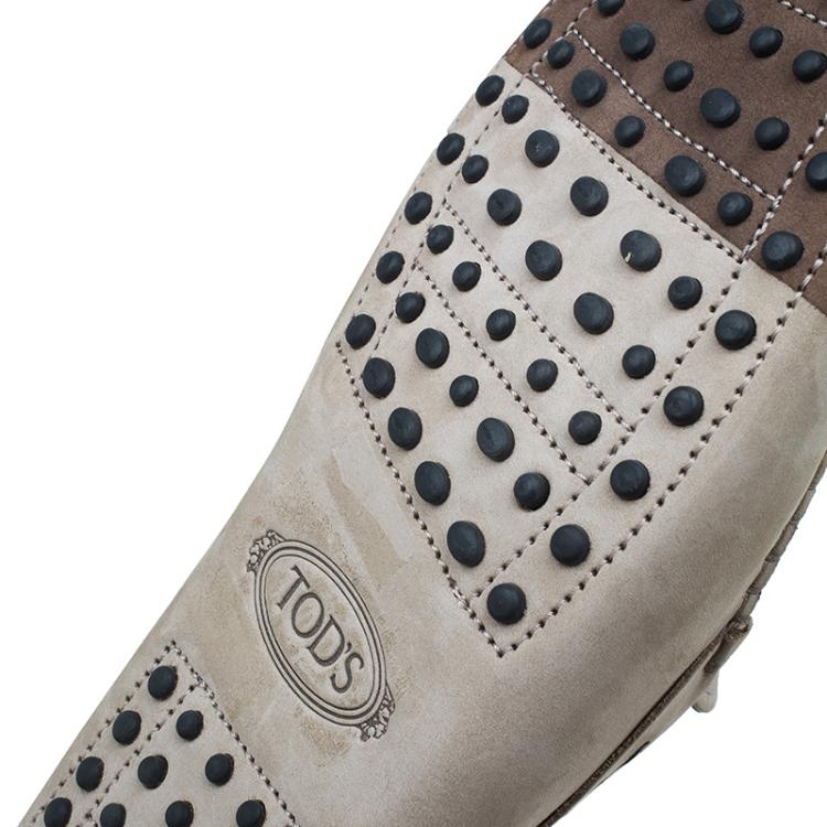 Pre Owned Tod's Tri Color Suede Penny Loafers Size 43.5