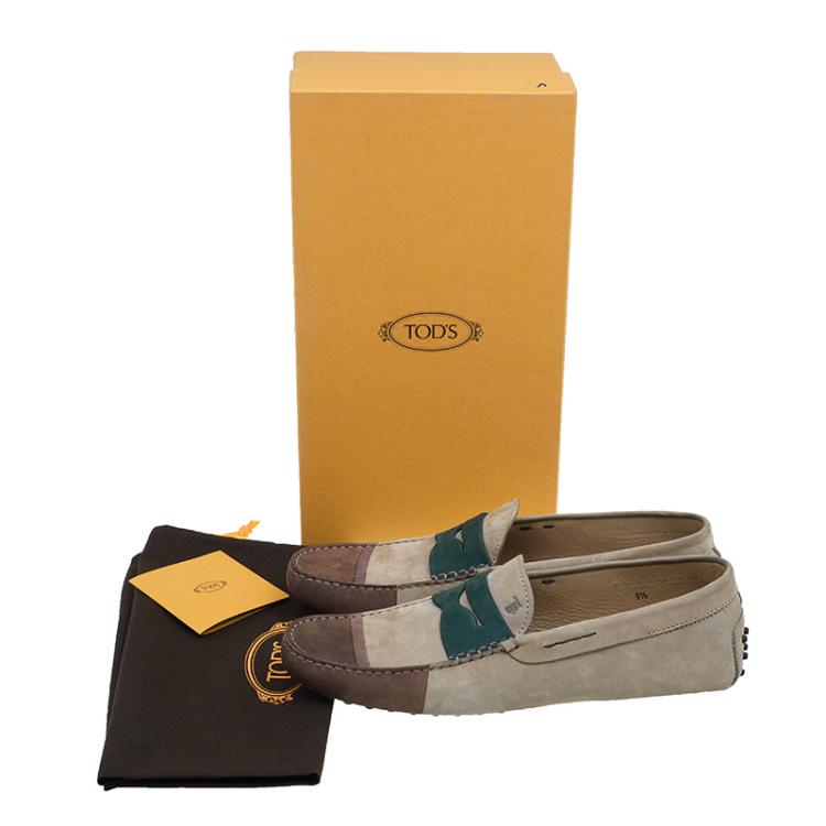 Pre Owned Tod's Tri Color Suede Penny Loafers Size 43.5