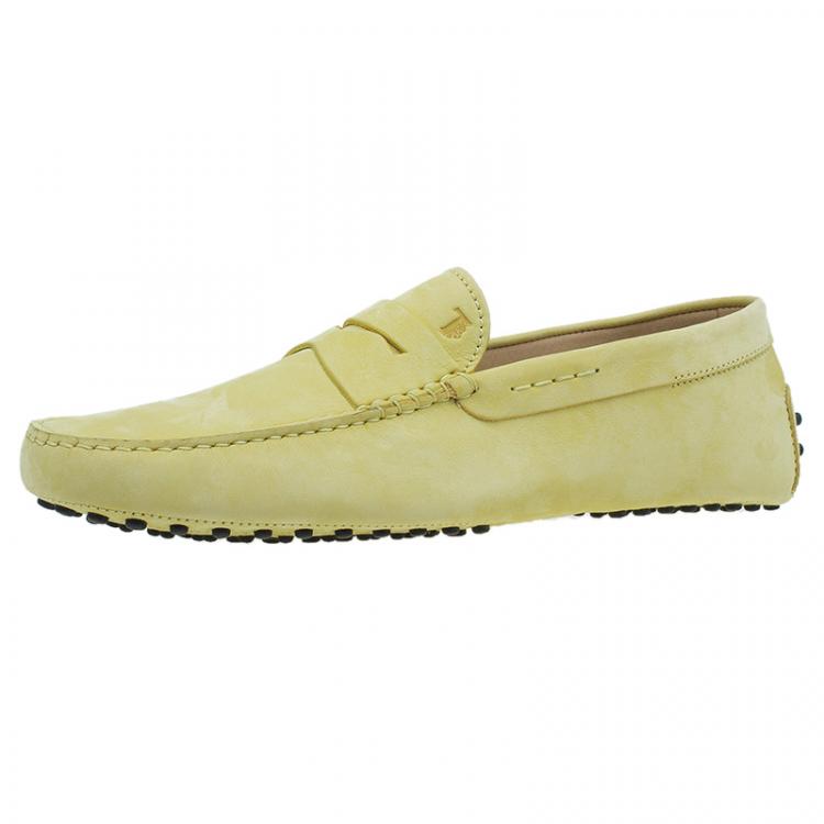 Pre Owned Tod's Yellow Leather Penny Loafers Size 44