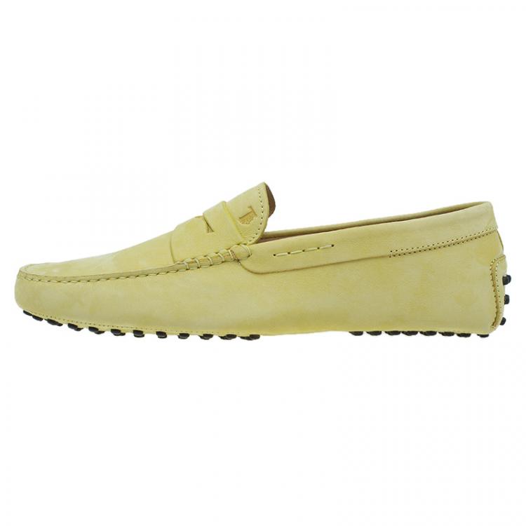 Pre Owned Tod's Yellow Leather Penny Loafers Size 44