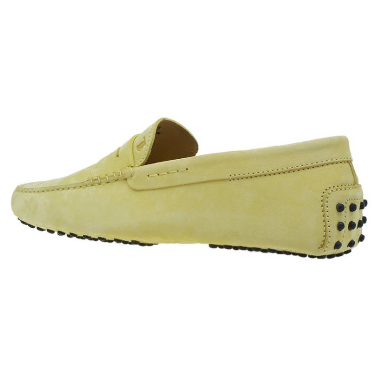 Pre Owned Tod's Yellow Leather Penny Loafers Size 44