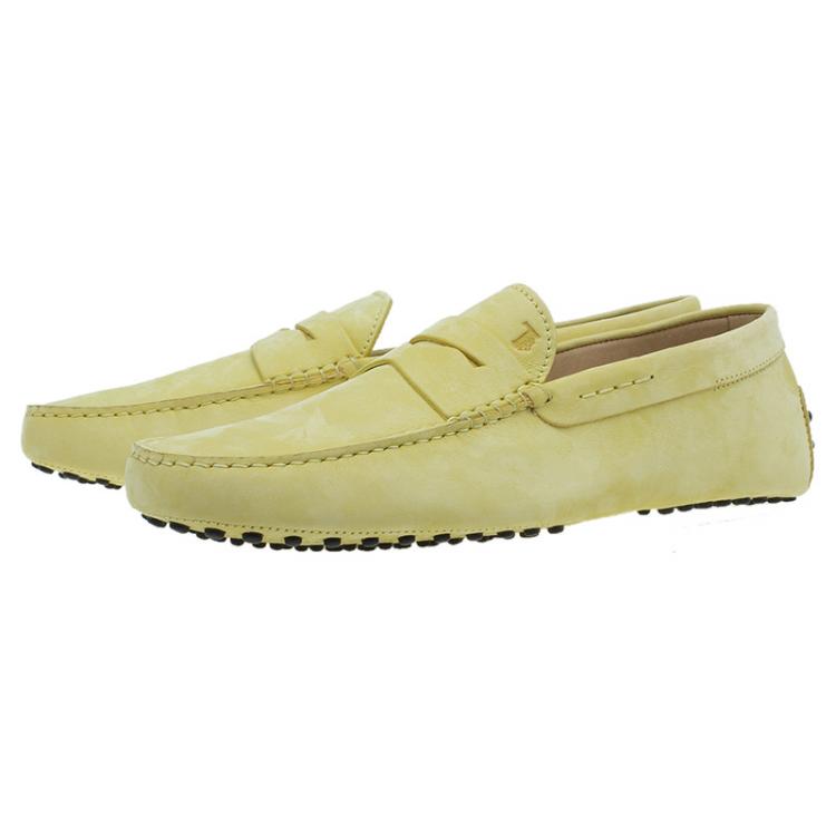 Pre Owned Tod's Yellow Leather Penny Loafers Size 44