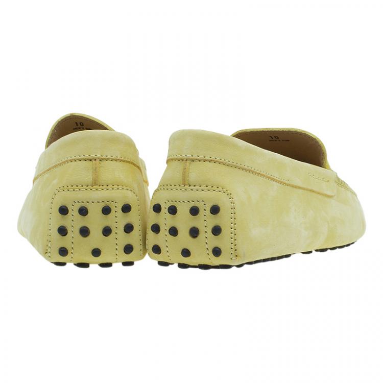 Pre Owned Tod's Yellow Leather Penny Loafers Size 44