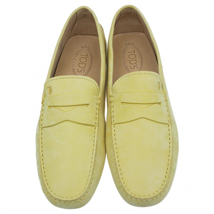 Pre Owned Tod's Yellow Leather Penny Loafers Size 44