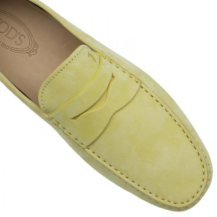 Pre Owned Tod's Yellow Leather Penny Loafers Size 44