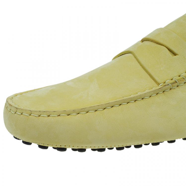 Pre Owned Tod's Yellow Leather Penny Loafers Size 44