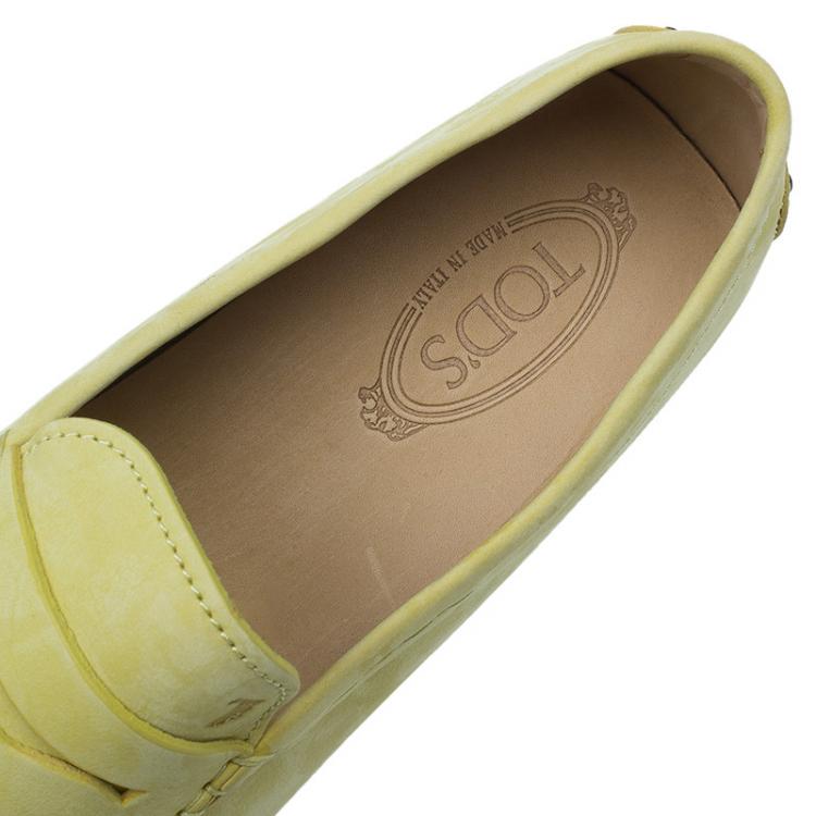 Pre Owned Tod's Yellow Leather Penny Loafers Size 44