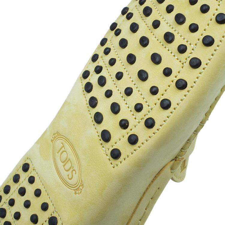 Pre Owned Tod's Yellow Leather Penny Loafers Size 44