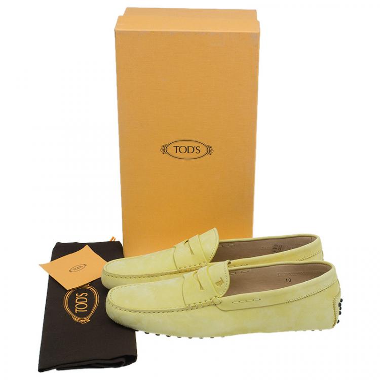 Pre Owned Tod's Yellow Leather Penny Loafers Size 44