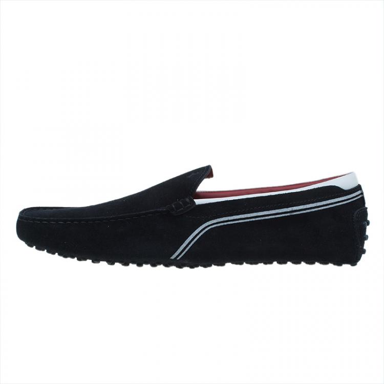 مملوكة مسبقًا Tod's for Ferrari Black and White Suede Loafers Size 45