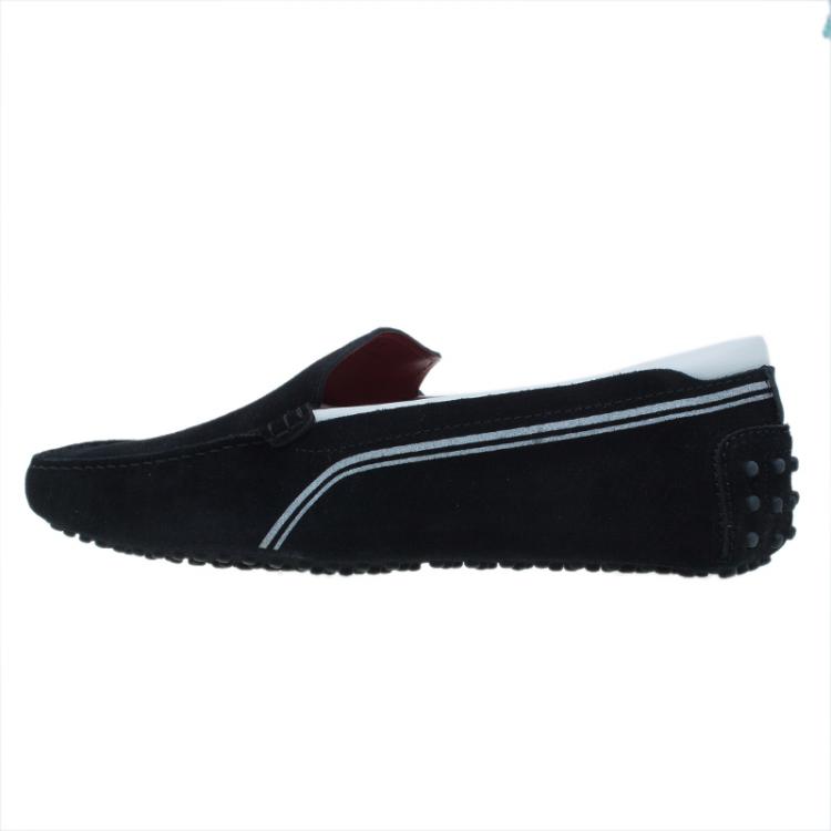 مملوكة مسبقًا Tod's for Ferrari Black and White Suede Loafers Size 45