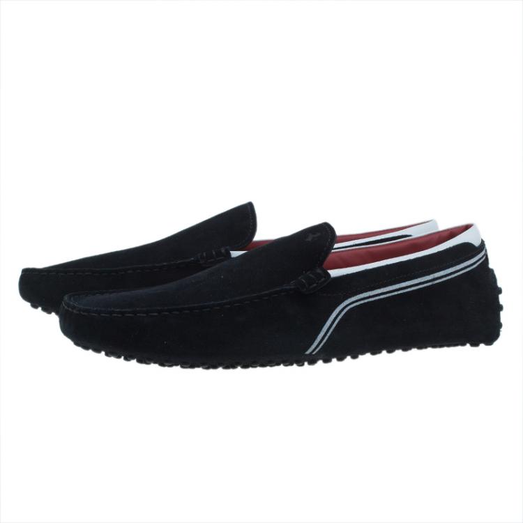 مملوكة مسبقًا Tod's for Ferrari Black and White Suede Loafers Size 45