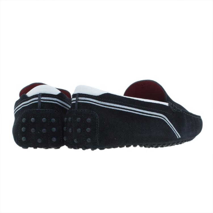 مملوكة مسبقًا Tod's for Ferrari Black and White Suede Loafers Size 45