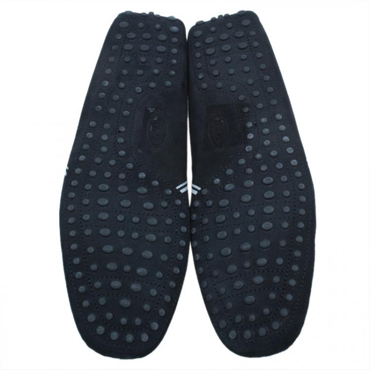 مملوكة مسبقًا Tod's for Ferrari Black and White Suede Loafers Size 45