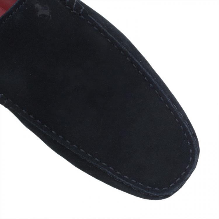 مملوكة مسبقًا Tod's for Ferrari Black and White Suede Loafers Size 45
