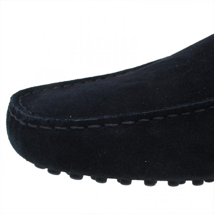 مملوكة مسبقًا Tod's for Ferrari Black and White Suede Loafers Size 45