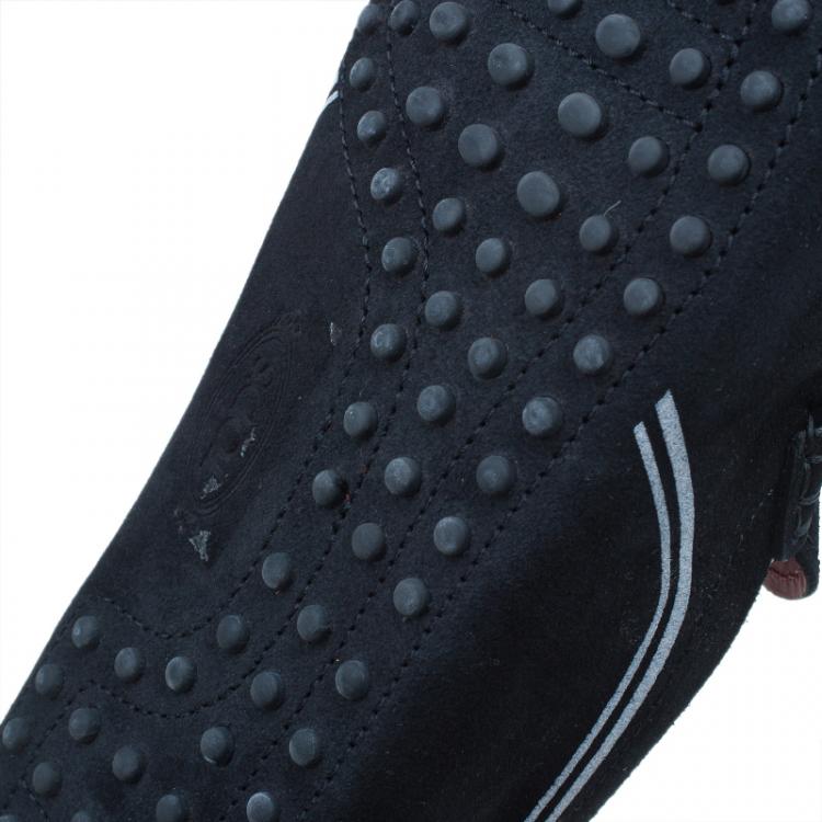 مملوكة مسبقًا Tod's for Ferrari Black and White Suede Loafers Size 45