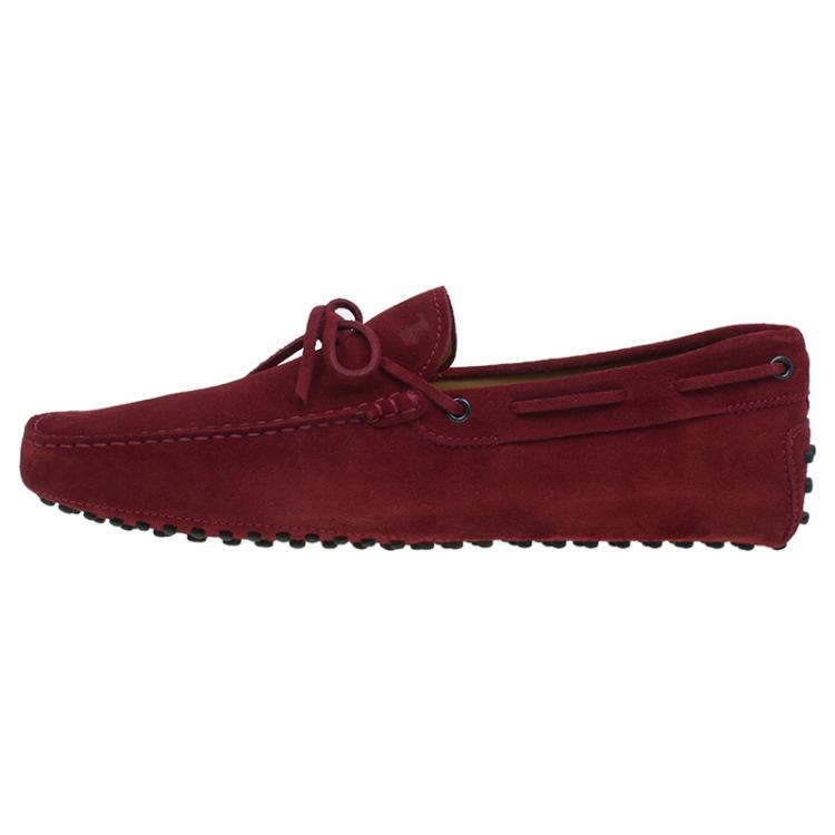 Pre Owned Tod's Red Suede Bow Loafers Size 44