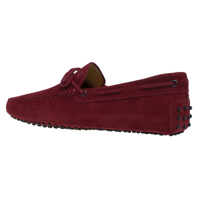 Pre Owned Tod's Red Suede Bow Loafers Size 44