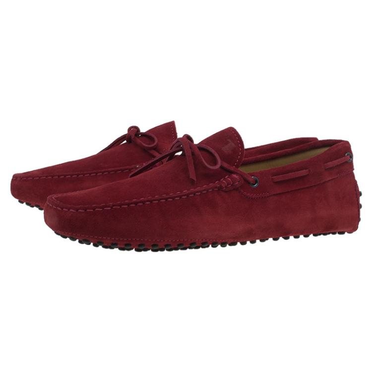Pre Owned Tod's Red Suede Bow Loafers Size 44