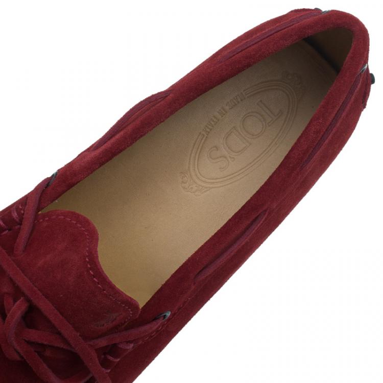 Pre Owned Tod's Red Suede Bow Loafers Size 44