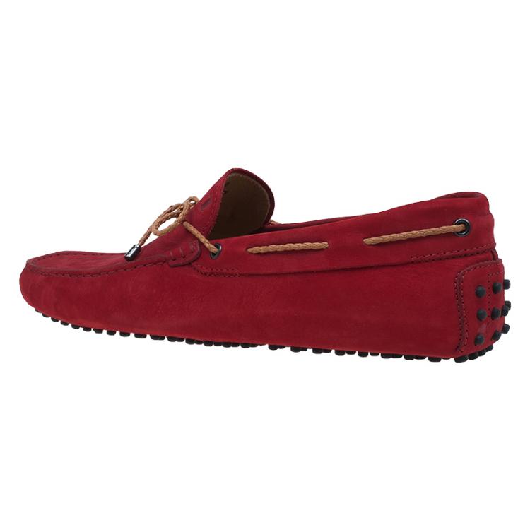 مملوكة مسبقًا Tod's Red Leather Bow Loafers Size 43