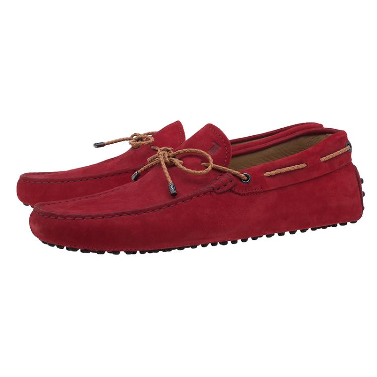 مملوكة مسبقًا Tod's Red Leather Bow Loafers Size 43