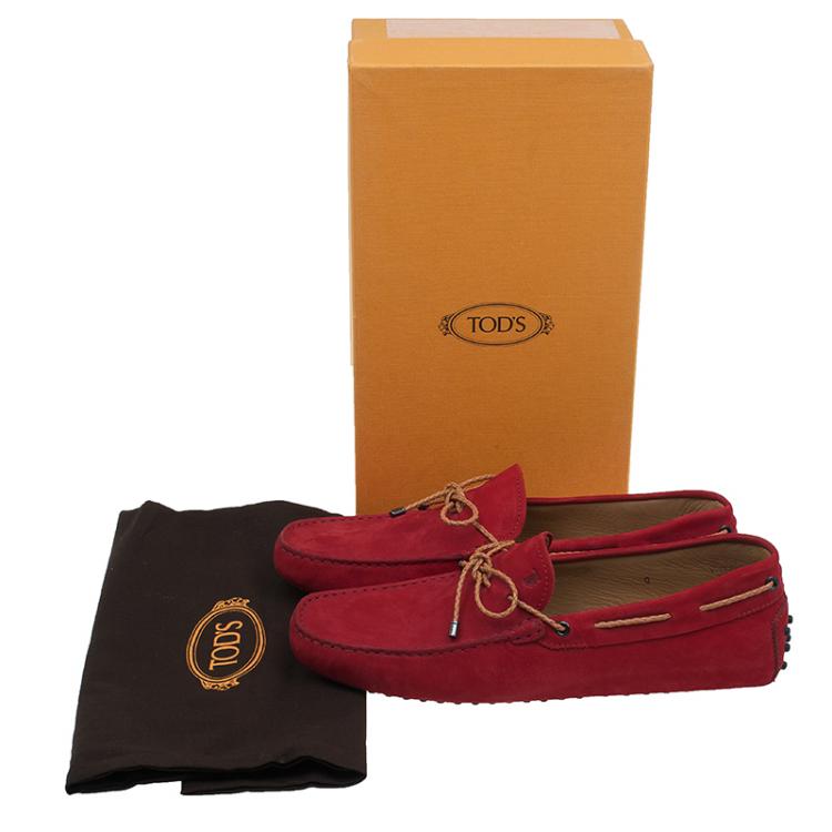مملوكة مسبقًا Tod's Red Leather Bow Loafers Size 43