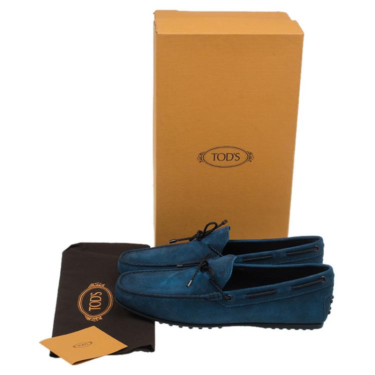Pre Owned Tod's Teal Leather Bow Loafers Size 42.5