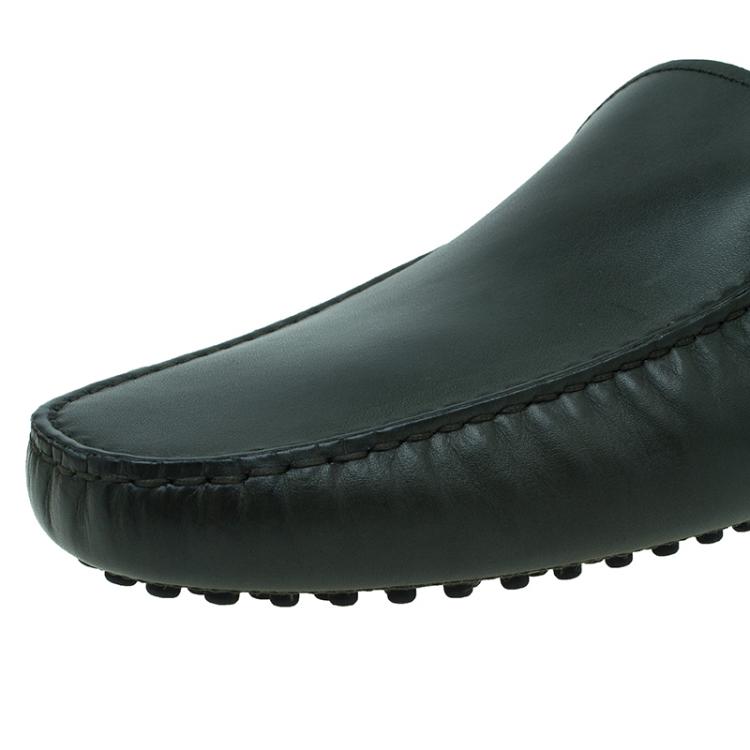 Pre Owned Tod's Olive Green Leather Slippers Size 43
