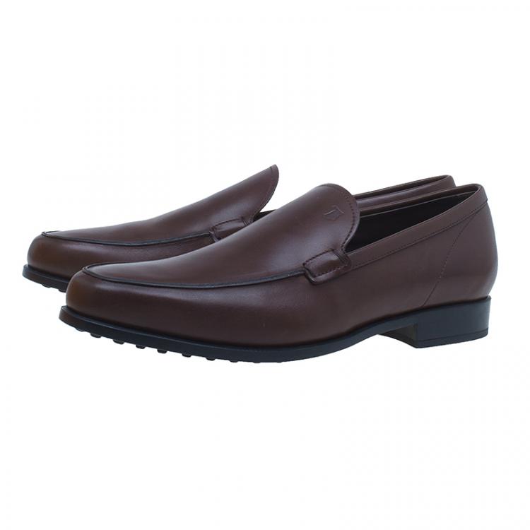 مملوكة مسبقًا Tod's Brown Leather Slip On Loafers Size 42.5