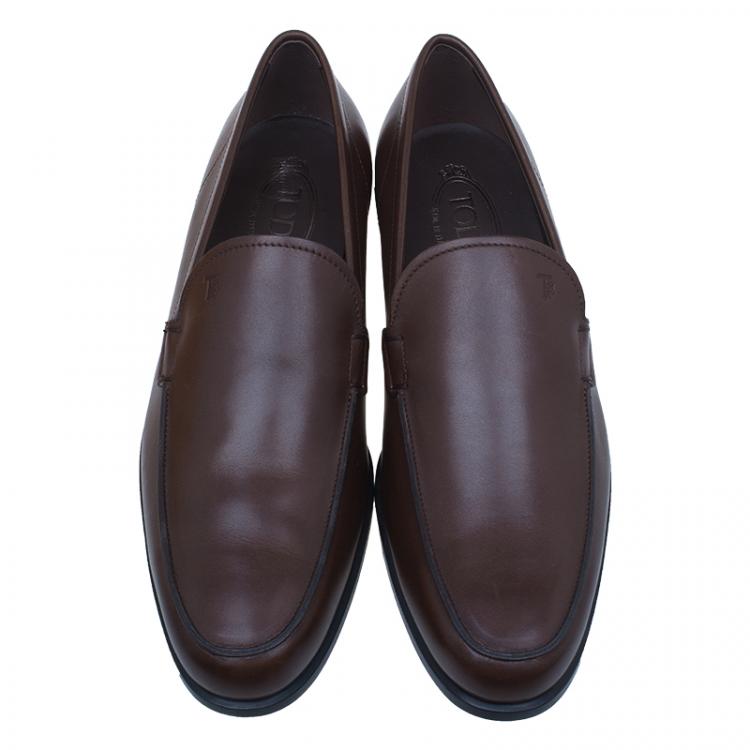 مملوكة مسبقًا Tod's Brown Leather Slip On Loafers Size 42.5