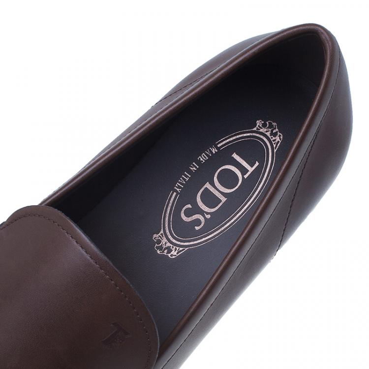 مملوكة مسبقًا Tod's Brown Leather Slip On Loafers Size 42.5
